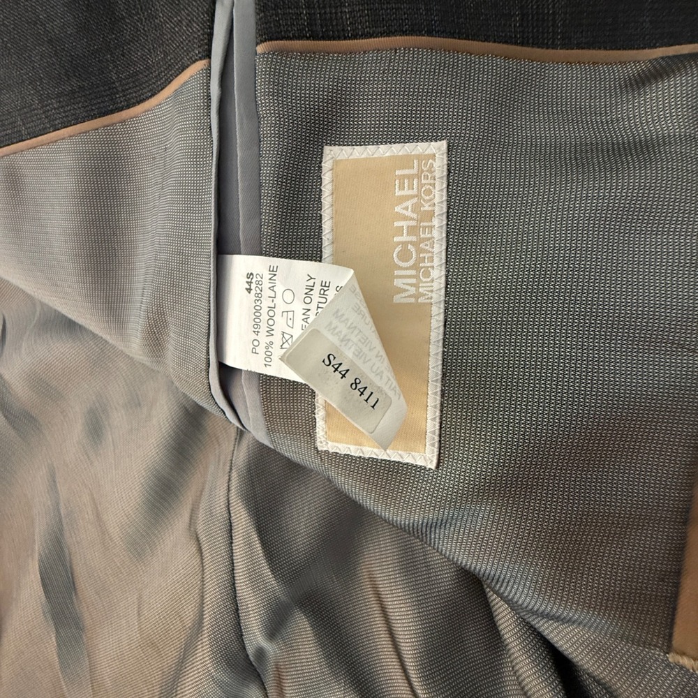 Michael Kors Suit Jacket Mens 44S Grey Glen Plaid Wool Two Button Blazer - Picture 6 of 10